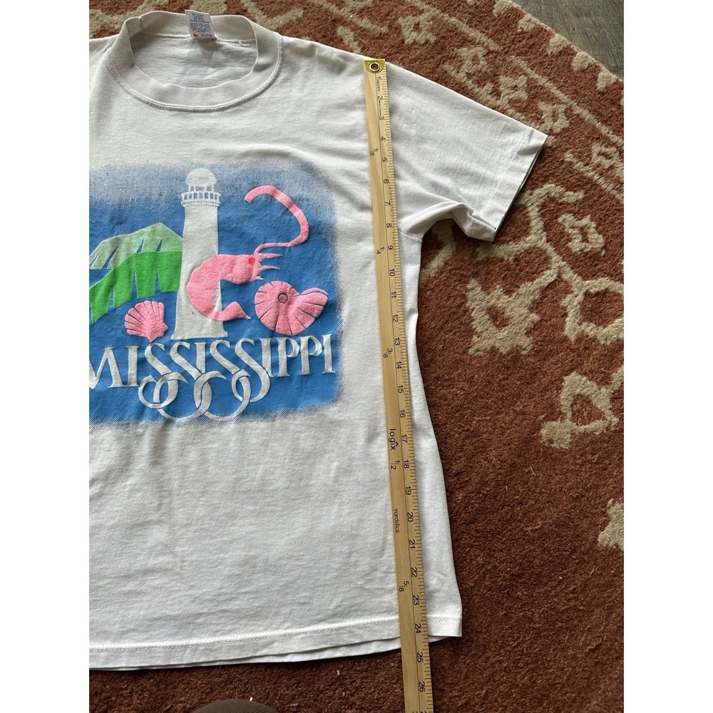 Soffe Shirts Mississippi Vintage Printed T Shirt Adult L Large White Pink Blue G - Picture 5 of 8